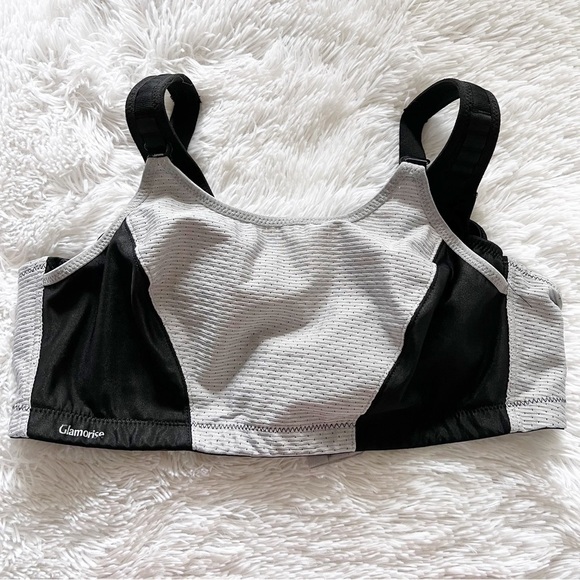Glamorise Womens Sports Bra 42D Grey Black High Support Wireless Double Layer - Picture 3 of 12
